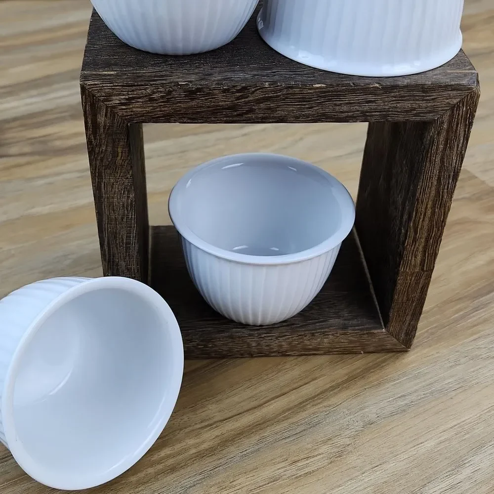 🔺️NWT The Container Store Brown Rustic Wood Square Display Shelf